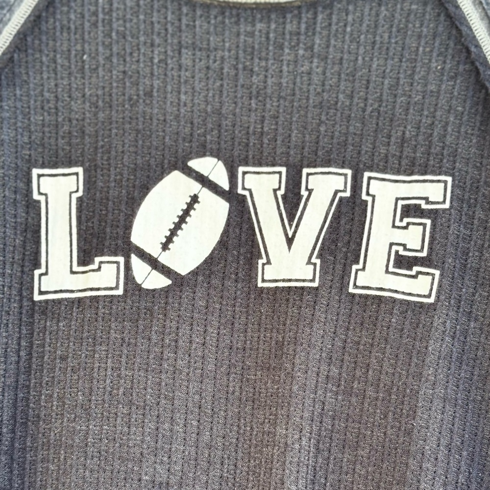 Lane Bryant Sold Out Love Football Long Sleeve Jersey Knit Shirt Grey White - Picture 2 of 5